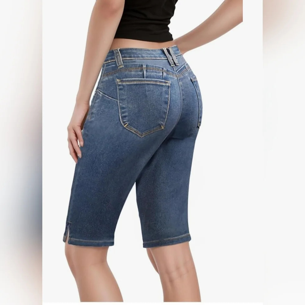 Hybrid & Company Womens Ultra Comfy Butt lift Stretch Bermuda City Shorts